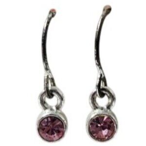 Elegant Pink Crystal Silver Tone Dangle Earrings Classic Fashion Jewelry Women
